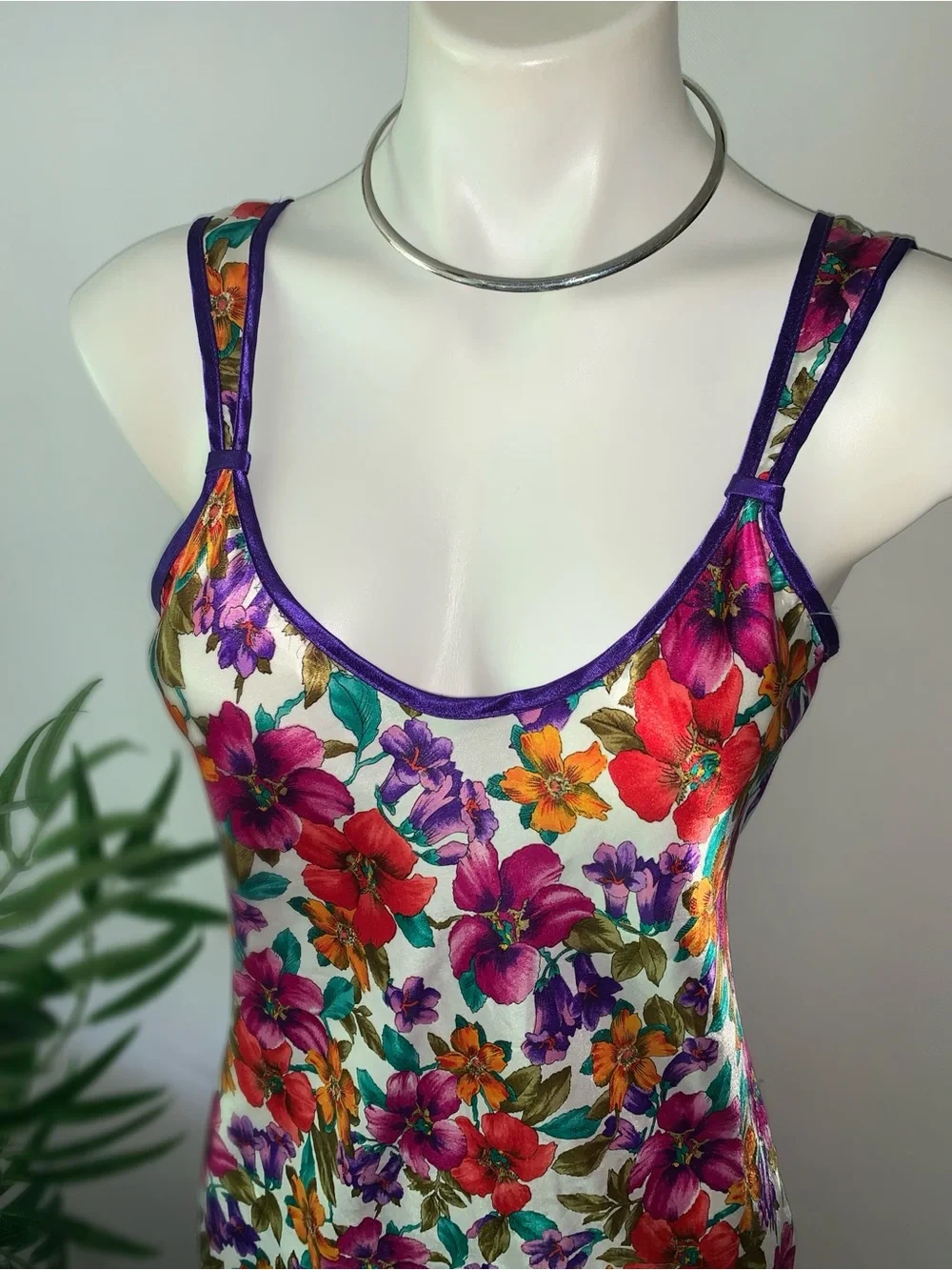 b l o o m :: Vintage Floral Satin Slip Dress Nightie Nightgown - Picture 2 of 14